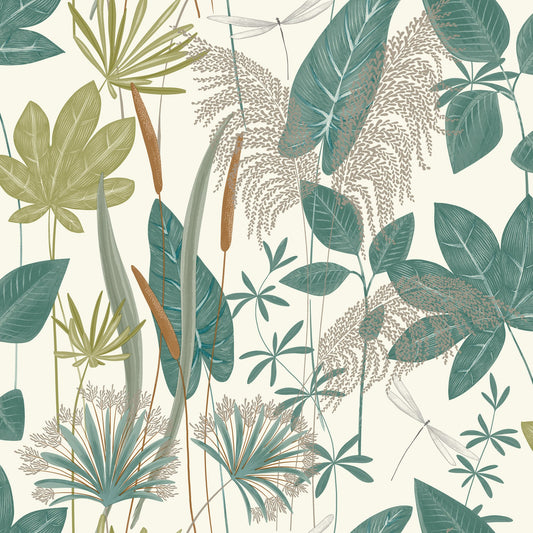 GALERIE WALLCOVERINGS Arcadia Branched, Leaves, All-over   Green   - ARA70702