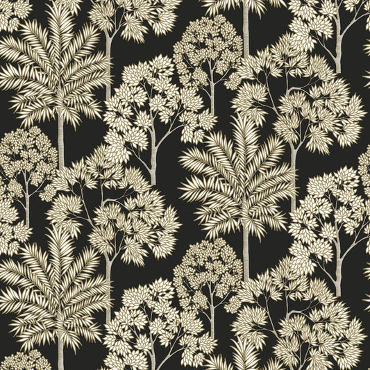 GALERIE WALLCOVERINGS Arcadia Branched, Leaves, All-over   Black   - ARA71302