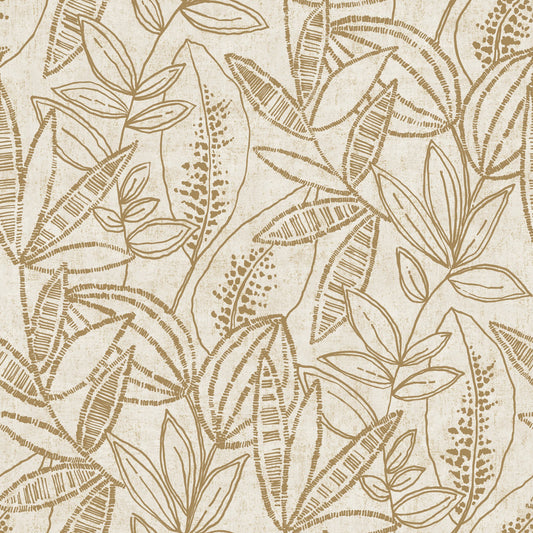 GALERIE WALLCOVERINGS Karuna Branched, Leaves, All-over   Gold   - KRA71801