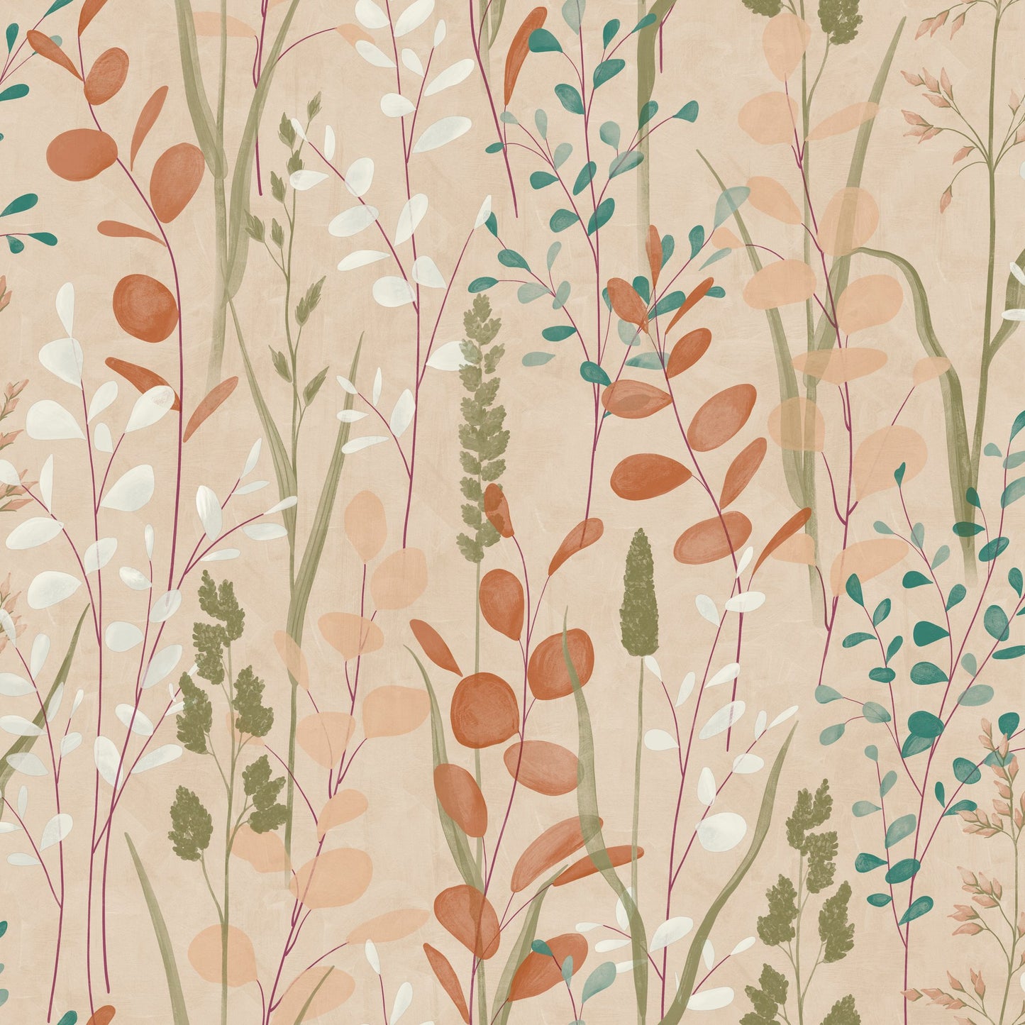GALERIE WALLCOVERINGS Karuna Branched, Leaves, All-over   Orange   - KRA76201