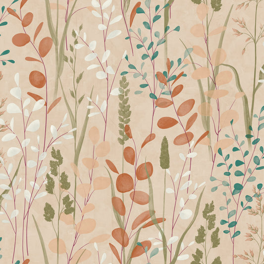 GALERIE WALLCOVERINGS Karuna Branched, Leaves, All-over   Orange   - KRA76201