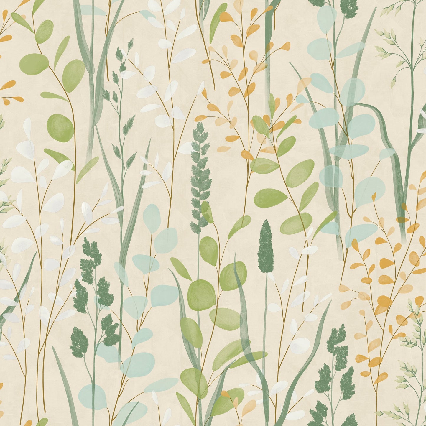 GALERIE WALLCOVERINGS Karuna Branched, Leaves, All-over   Green   - KRA76202