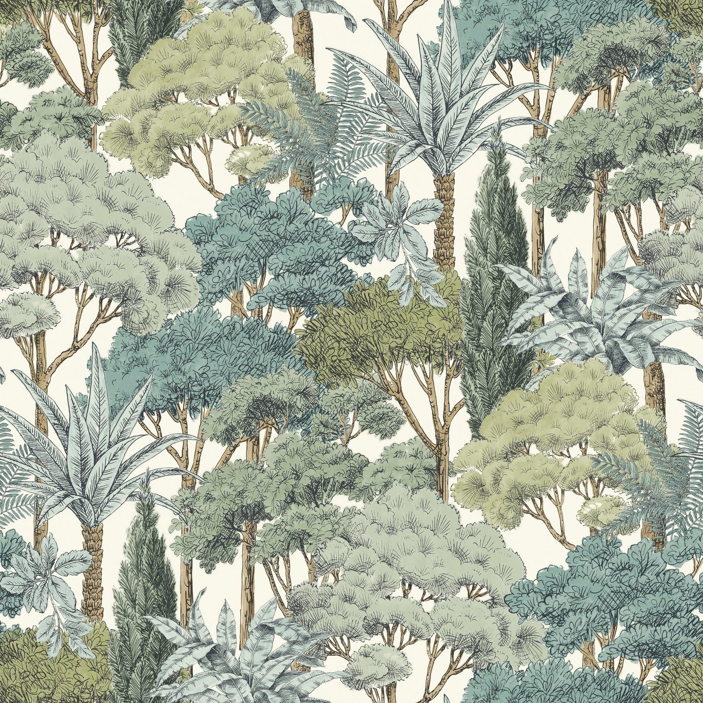 GALERIE WALLCOVERINGS Karuna Branched, Leaves, All-over   Green   - KRA76302