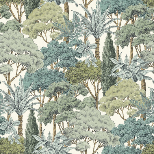 GALERIE WALLCOVERINGS Karuna Branched, Leaves, All-over   Green   - KRA76302