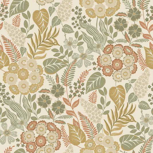GALERIE WALLCOVERINGS Karuna Classical, Floral, All-over   Beige   - KRA76602