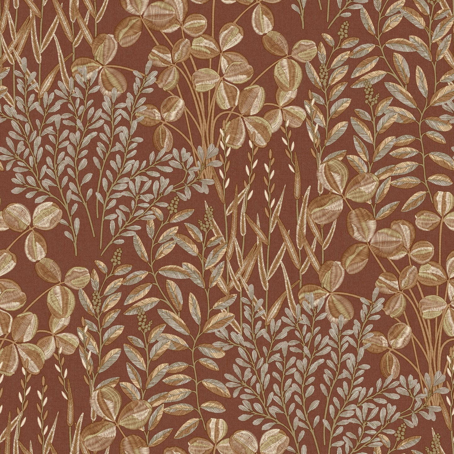 GALERIE WALLCOVERINGS Inia Branched, Leaves, All-over   Red   - INA78902