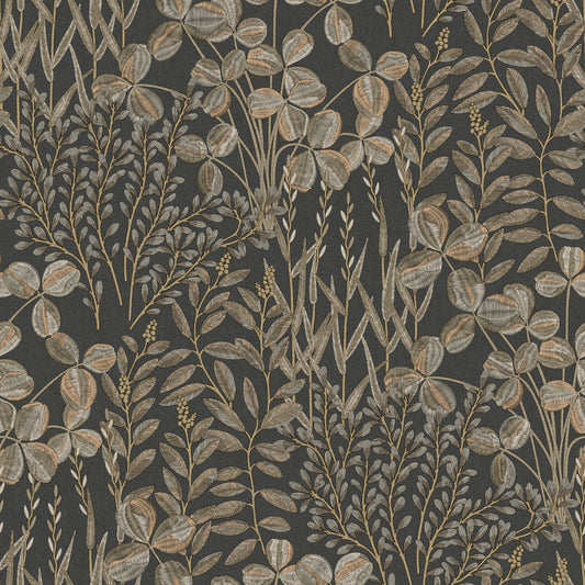 GALERIE WALLCOVERINGS Inia Branched, Leaves, All-over   Black   - INA78903