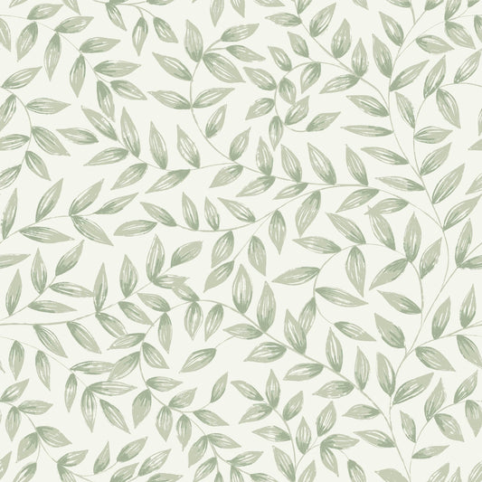 GALERIE WALLCOVERINGS Inia Branched, Leaves, All-over   Green   - INA79202