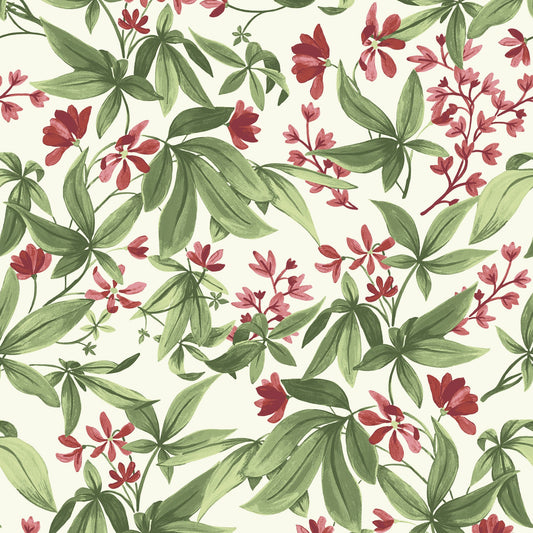 GALERIE WALLCOVERINGS Inia Classical, Floral, All-over   Green   - INA80401