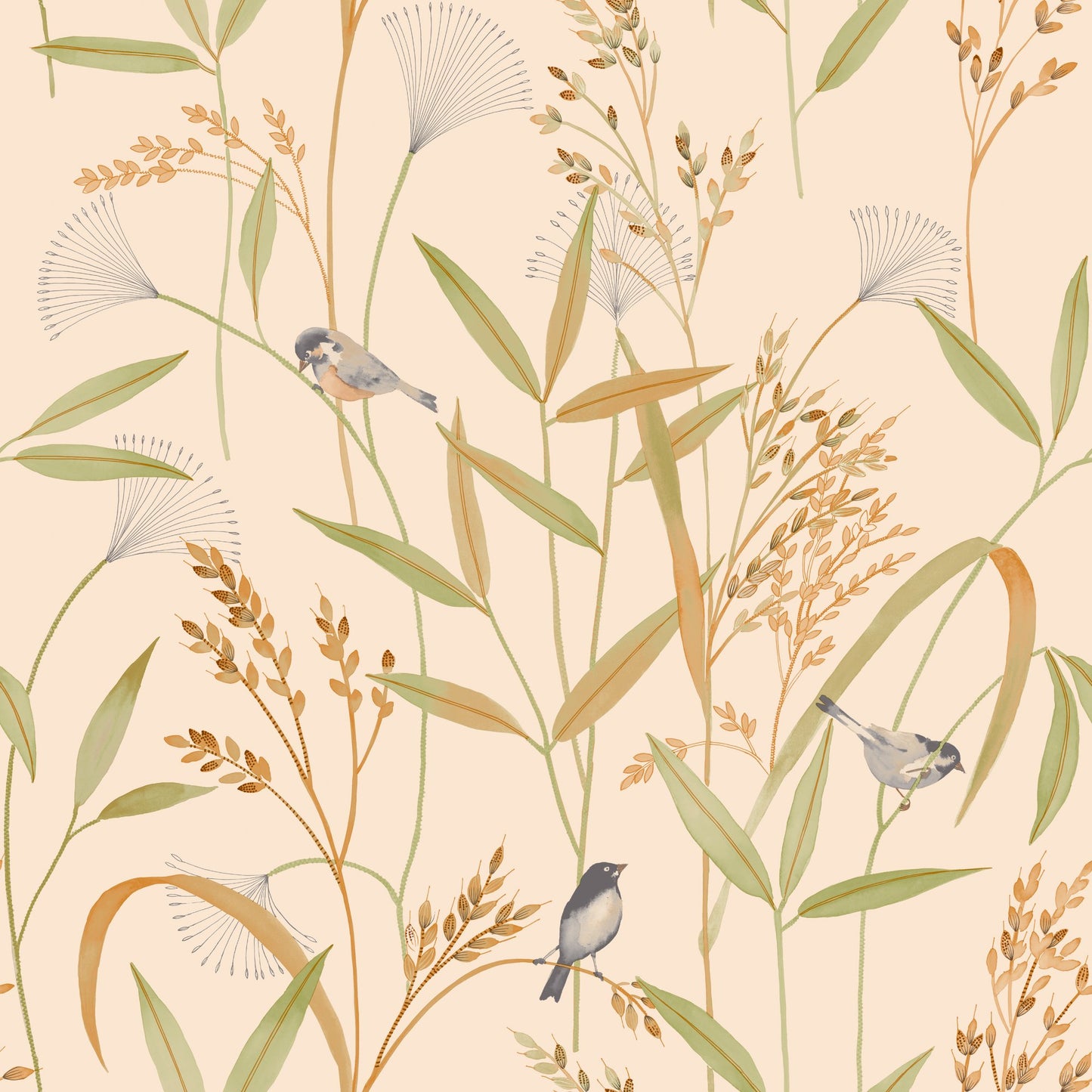 GALERIE WALLCOVERINGS Inia Branched, Leaves, All-over   Beige   - INA83501