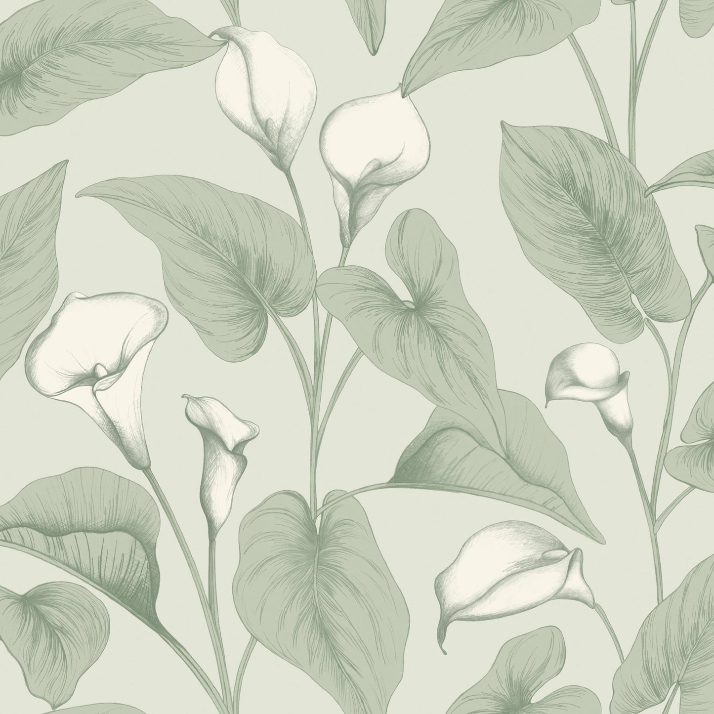 GALERIE WALLCOVERINGS Inia Branched, Leaves, All-over   Green   - INA83601