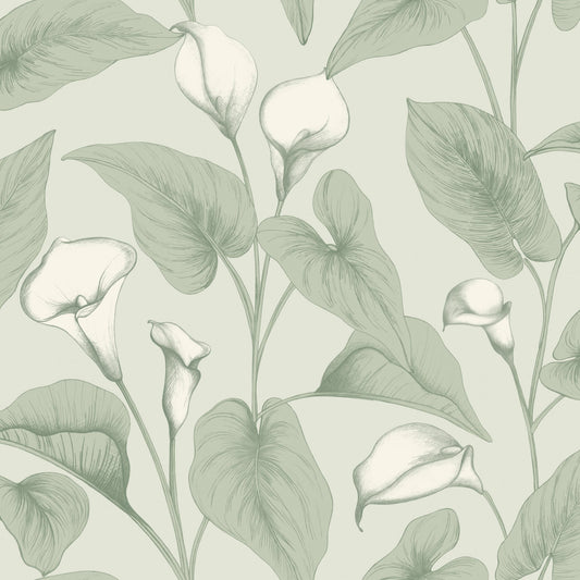 GALERIE WALLCOVERINGS Inia Branched, Leaves, All-over   Green   - INA83601