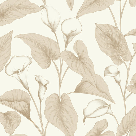 GALERIE WALLCOVERINGS Inia Branched, Leaves, All-over   Beige   - INA83602