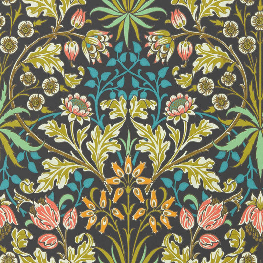 MORRIS & CO Hyacinth Wallpaper Contemporary, Floral Enchanted Green  Surflex-Printed Wallpaper - AARC510009