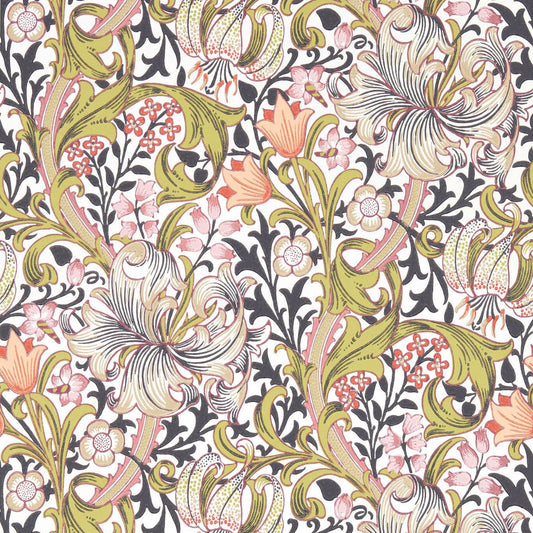 MORRIS & CO Golden Lily Wallpaper Contemporary, Floral Espresso  Surflex-Printed Wallpaper - AARC510015