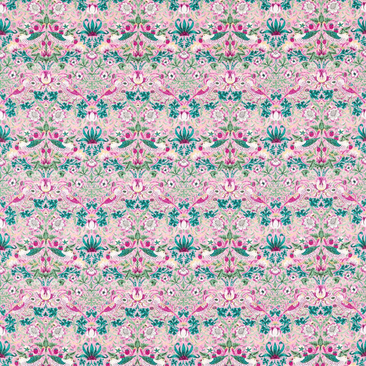 MORRIS & CO Strawberry Thief Fabric Birds Miami Strip   - AARC520017