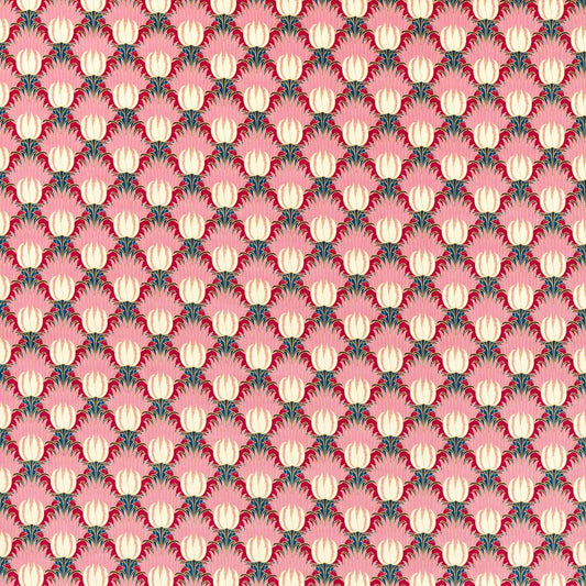 MORRIS & CO Tulip & Bird Fabric Contemporary, Floral Amaranth , Blush   - AARC520020