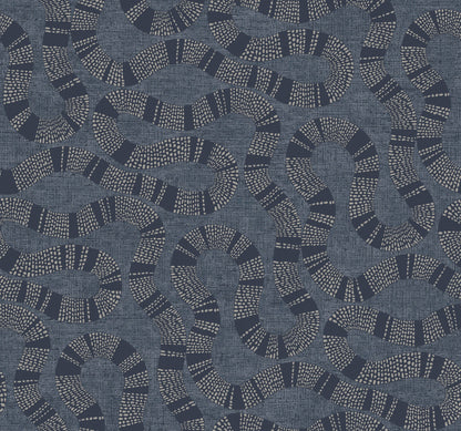 York Wallcoverings Artifacts Ophidia Navy Wallpaper Eclectic Novelty Blues  Wallpaper - AB3002