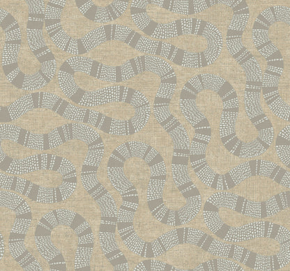 York Wallcoverings Artifacts Ophidia Taupe Wallpaper Eclectic Novelty Beiges  Wallpaper - AB3003