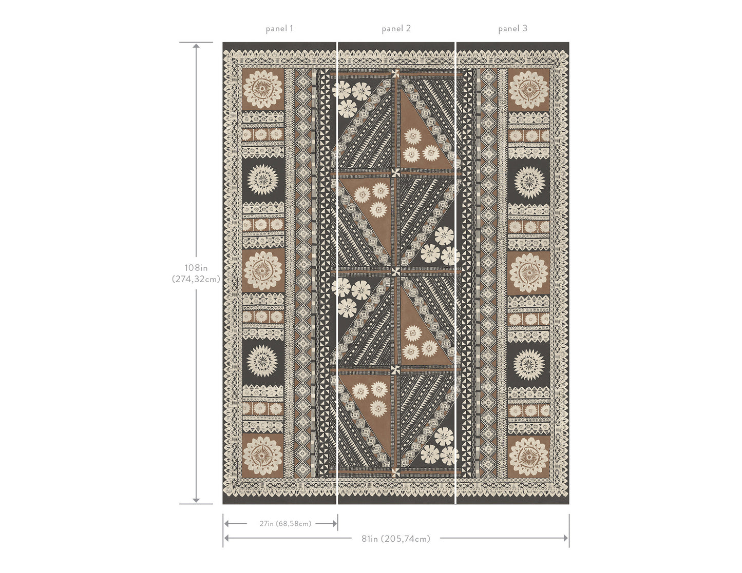 York Wallcoverings Artifacts Tapa Sienna Wall Mural Bohemian Geometrics Browns  Wallpaper - AB3057M