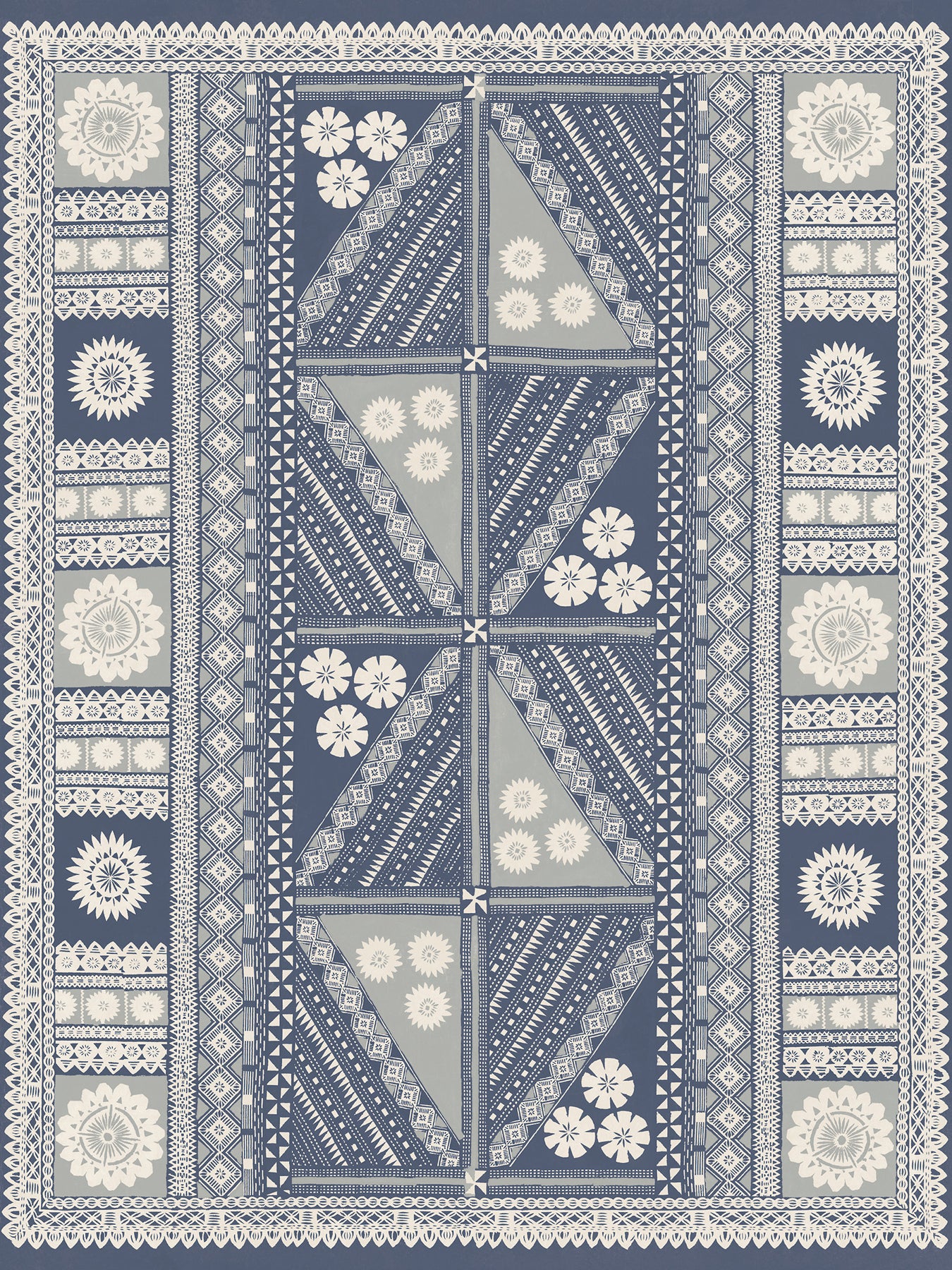 York Wallcoverings Artifacts Tapa Indigo Wall Mural Bohemian Geometrics Blues  Wallpaper - AB3058M