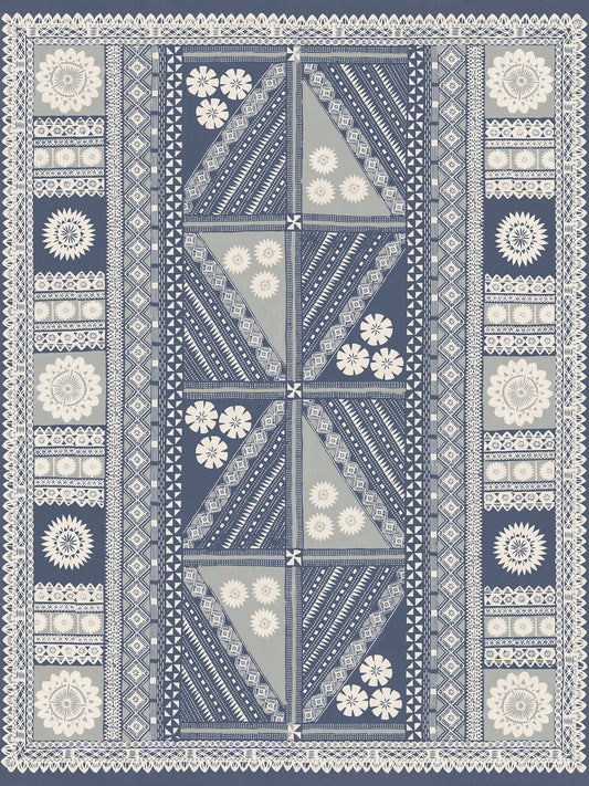 York Wallcoverings Artifacts Tapa Indigo Wall Mural Bohemian Geometrics Blues  Wallpaper - AB3058M