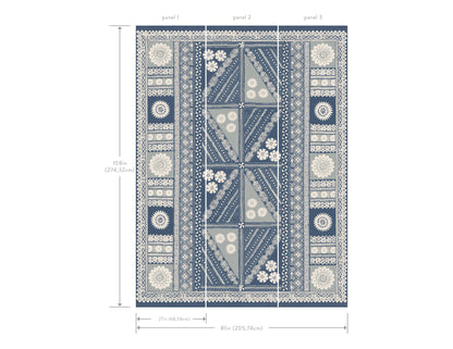 York Wallcoverings Artifacts Tapa Indigo Wall Mural Bohemian Geometrics Blues  Wallpaper - AB3058M