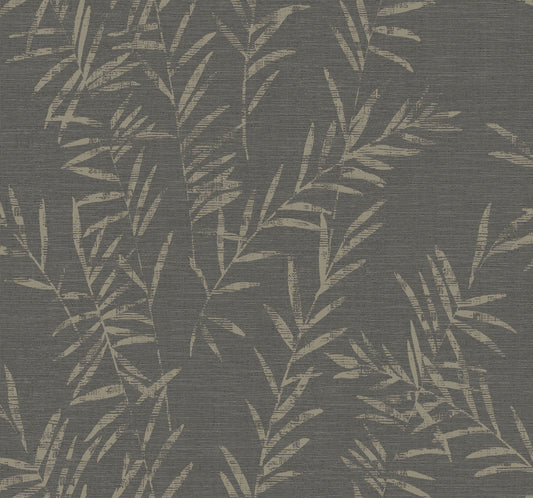 York Wallcoverings Artifacts Allerton Bamboo Black Wallpaper Transitional Botanical Blacks  Wallpaper - AB3061