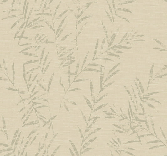 York Wallcoverings Artifacts Allerton Bamboo Linen Wallpaper Transitional Botanical Beiges  Wallpaper - AB3063