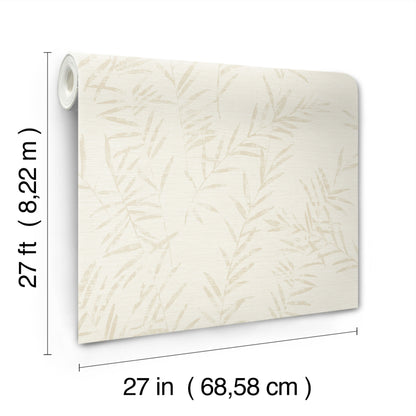 York Wallcoverings Artifacts Allerton Bamboo Alabaster Wallpaper Transitional Botanical Whites and Off-Whites  Wallpaper - AB3065