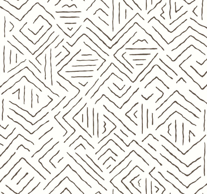 York Wallcoverings Artifacts Sirih Black Wallpaper Bohemian Geometrics Whites and Off-Whites  Wallpaper - AB3081