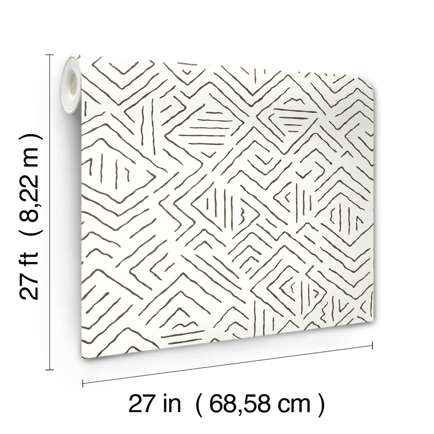 York Wallcoverings Artifacts Sirih Black Wallpaper Bohemian Geometrics Whites and Off-Whites  Wallpaper - AB3081