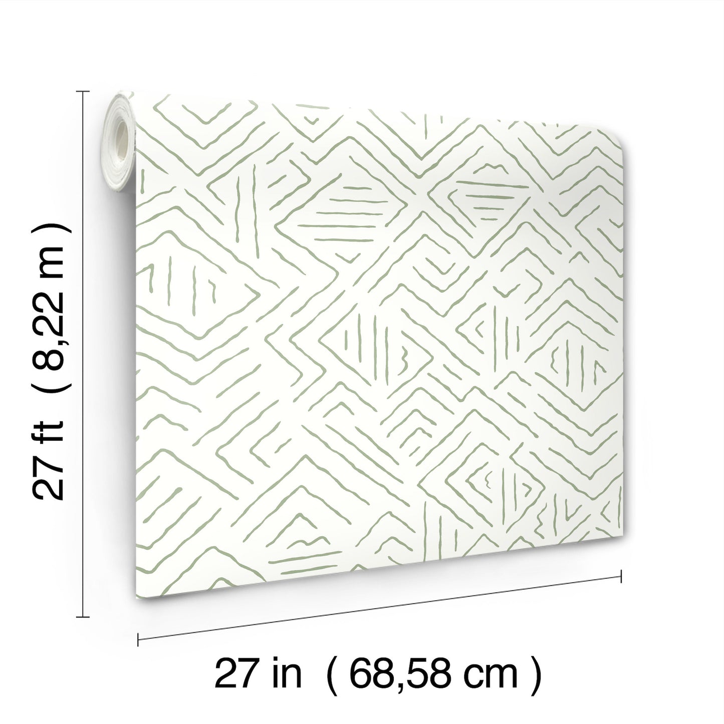 York Wallcoverings Artifacts Sirih Sage Wallpaper Bohemian Geometrics Whites and Off-Whites  Wallpaper - AB3082