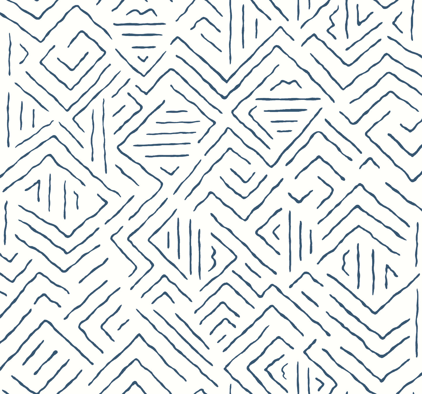 York Wallcoverings Artifacts Sirih Navy Wallpaper Bohemian Geometrics Whites and Off-Whites  Wallpaper - AB3083