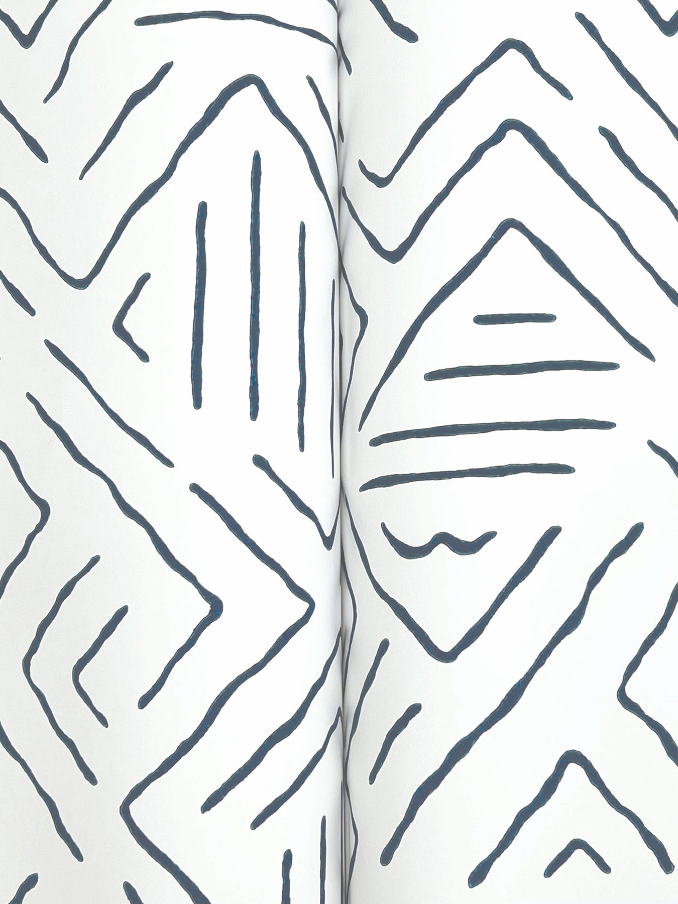 York Wallcoverings Artifacts Sirih Navy Wallpaper Bohemian Geometrics Whites and Off-Whites  Wallpaper - AB3083