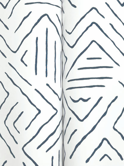 York Wallcoverings Artifacts Sirih Navy Wallpaper Bohemian Geometrics Whites and Off-Whites  Wallpaper - AB3083
