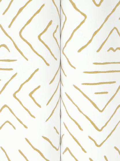 York Wallcoverings Artifacts Sirih Ochre Wallpaper Bohemian Geometrics Whites and Off-Whites  Wallpaper - AB3084