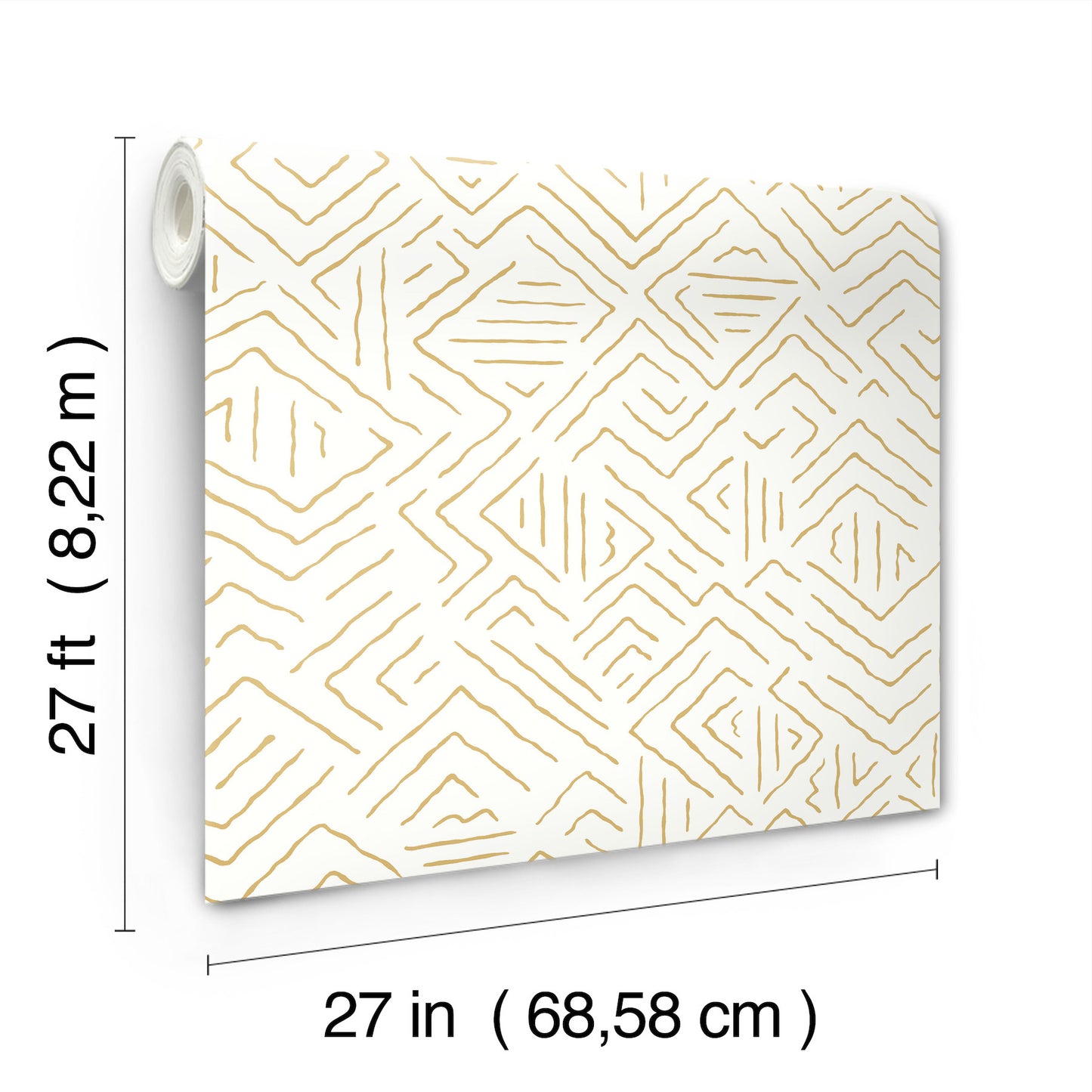 York Wallcoverings Artifacts Sirih Ochre Wallpaper Bohemian Geometrics Whites and Off-Whites  Wallpaper - AB3084