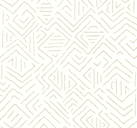 York Wallcoverings Artifacts Sirih Beige Wallpaper Bohemian Geometrics Whites and Off-Whites  Wallpaper - AB3085