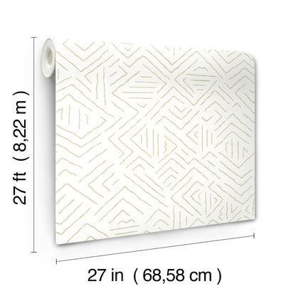 York Wallcoverings Artifacts Sirih Beige Wallpaper Bohemian Geometrics Whites and Off-Whites  Wallpaper - AB3085