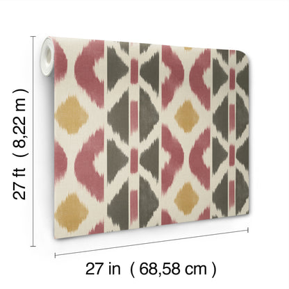 York Wallcoverings Artifacts Patan Ruby Wallpaper Eclectic Geometrics Reds  Wallpaper - AB3091
