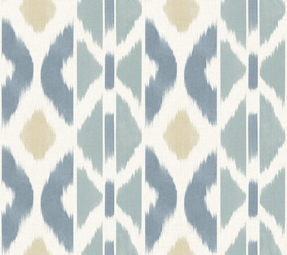 York Wallcoverings Artifacts Patan Denim Wallpaper Eclectic Geometrics Blues  Wallpaper - AB3094