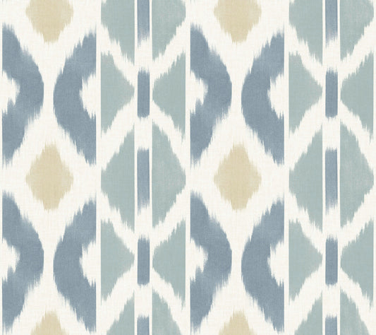 York Wallcoverings Artifacts Patan Denim Wallpaper Eclectic Geometrics Blues  Wallpaper - AB3094