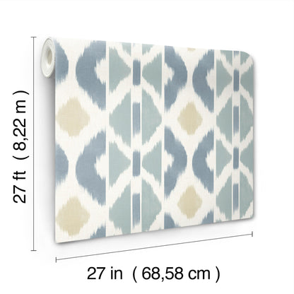 York Wallcoverings Artifacts Patan Denim Wallpaper Eclectic Geometrics Blues  Wallpaper - AB3094