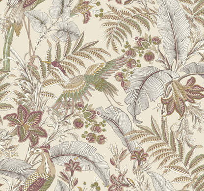York Wallcoverings Artifacts Heronwood Mulberry Wallpaper Traditional Animals and Insects Purples  Wallpaper - AB3101