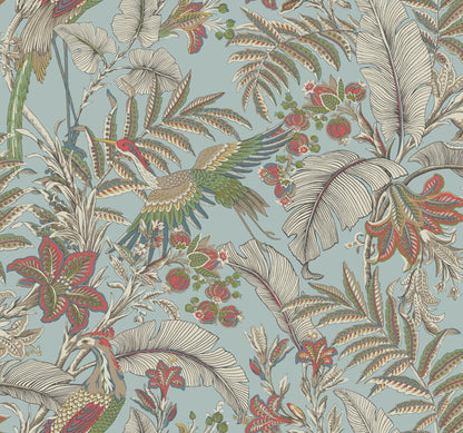 York Wallcoverings Artifacts Heronwood Sky Blue Wallpaper Traditional Animals and Insects Blues  Wallpaper - AB3102
