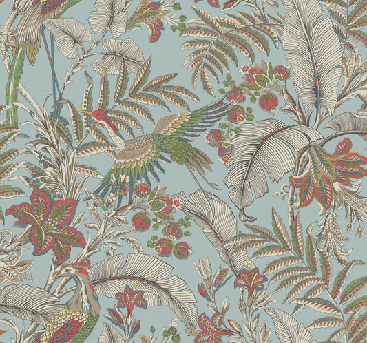 York Wallcoverings Artifacts Heronwood Sky Blue Wallpaper Traditional Animals and Insects Blues  Wallpaper - AB3102