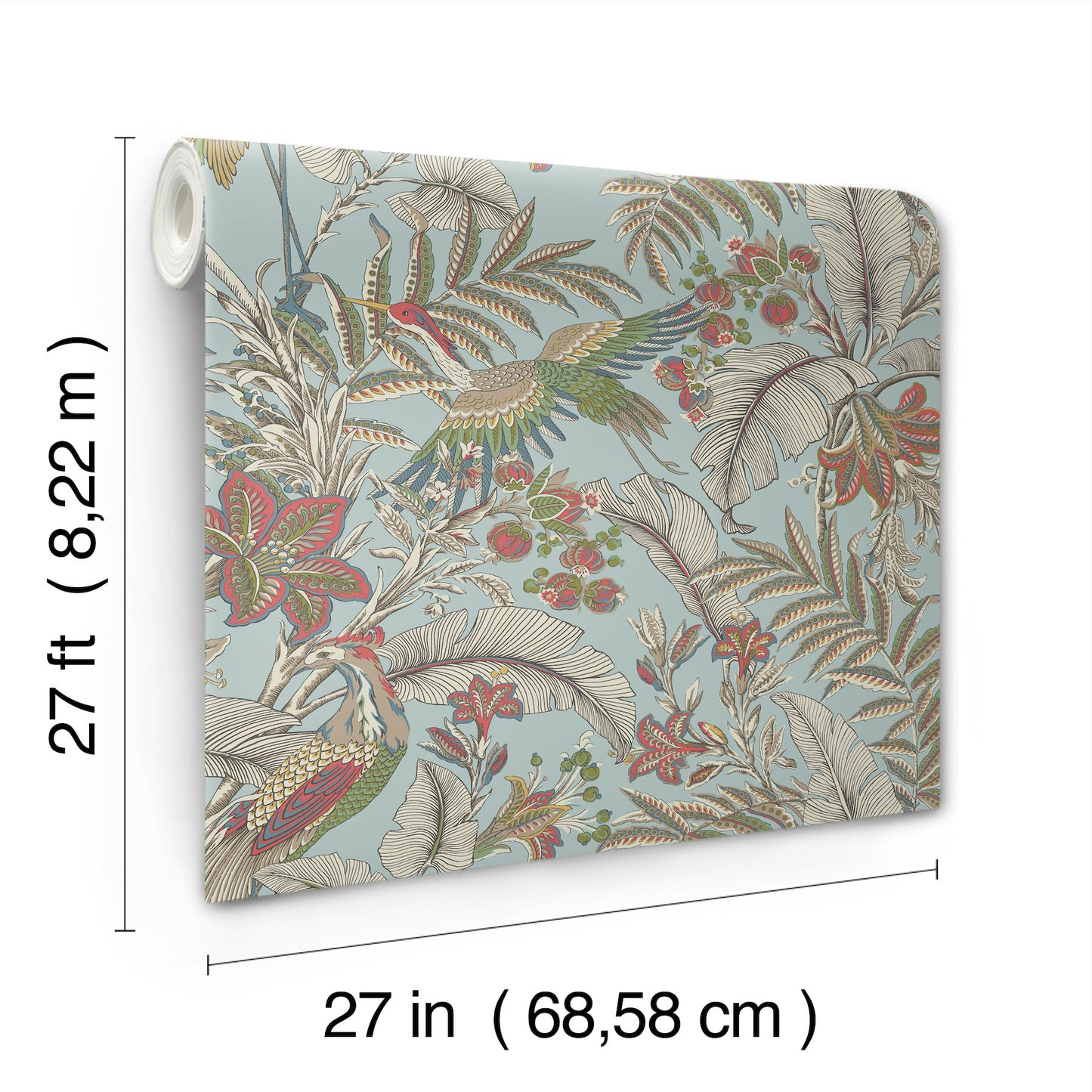 York Wallcoverings Artifacts Heronwood Sky Blue Wallpaper Traditional Animals and Insects Blues  Wallpaper - AB3102