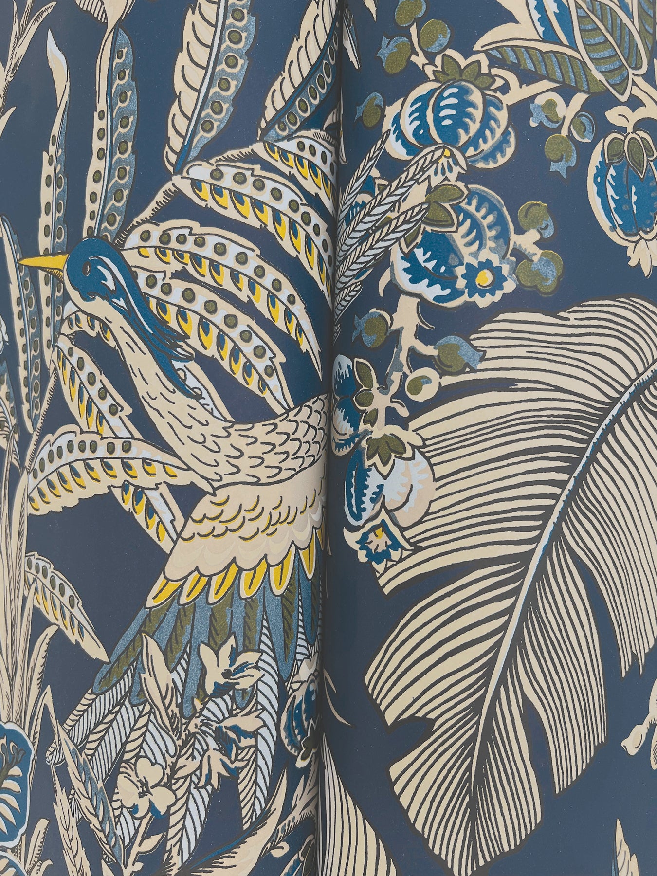 York Wallcoverings Artifacts Heronwood Navy Wallpaper Traditional Animals and Insects Blues  Wallpaper - AB3103