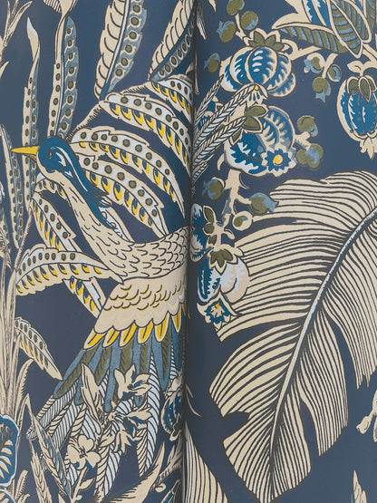 York Wallcoverings Artifacts Heronwood Navy Wallpaper Traditional Animals and Insects Blues  Wallpaper - AB3103